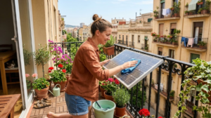 Mantenimiento, limpieza y cuidado de panel solar plug & play en balcón o terraza