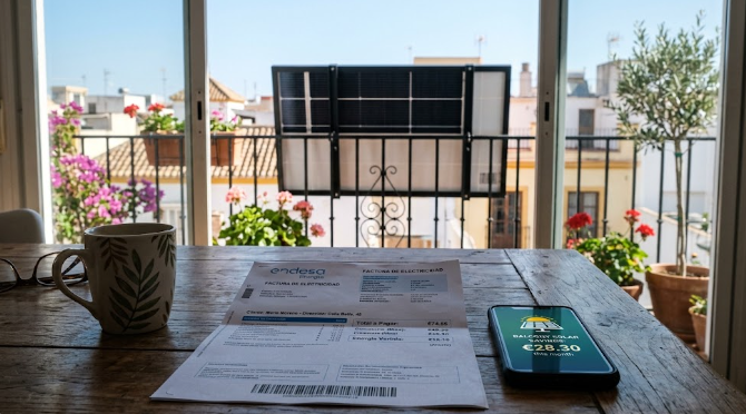 Factura de luz con panel solar
